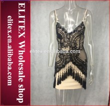 Wholesale fashion stock black sleeveless spangle party dress open sexy boobs