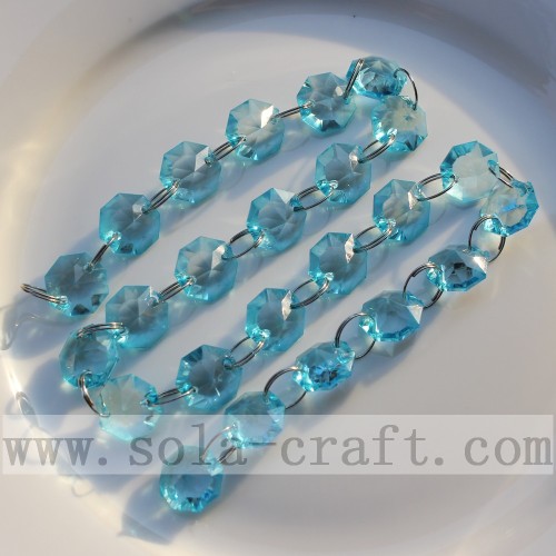 Clear Blue Acrylic Octagon Beaded Wedding Garland Strands