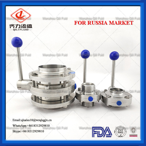 Injap rama-rama 304 316L kebersihan Pasar Rusia