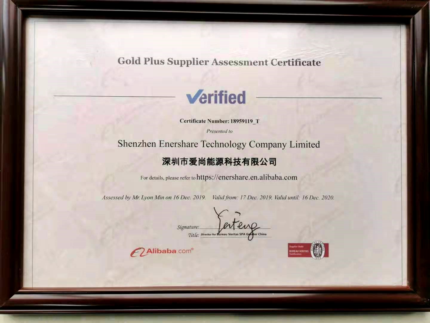Gold Puls Supplier Assessment Certificate