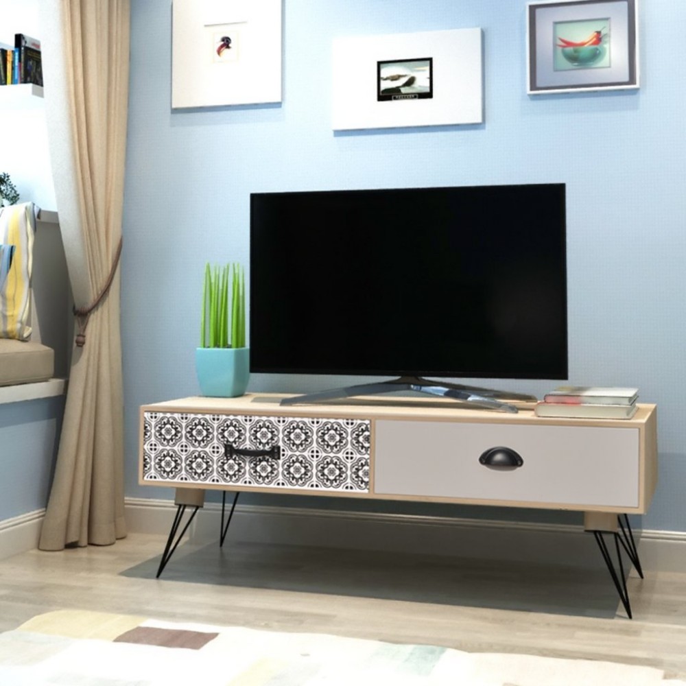  Pattern TV Stand With Steel Legs