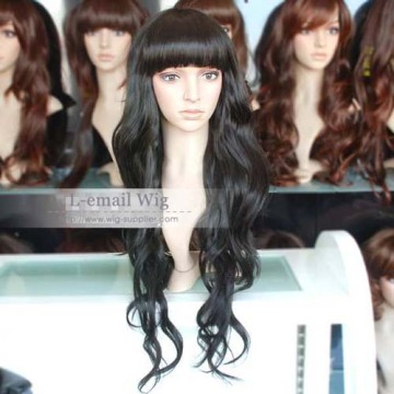 X long black Natural wavy Kanekalon Party Hair WIG SY35