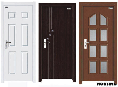 Customized Wood Pvc Doors , Fire Wood / Mdf / Solid Wood / Pvc Film