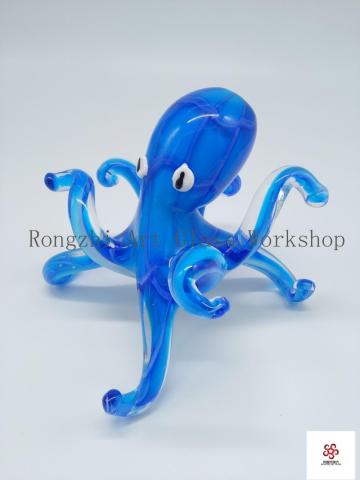 beauitful Blue Octopus Glass Sculpture