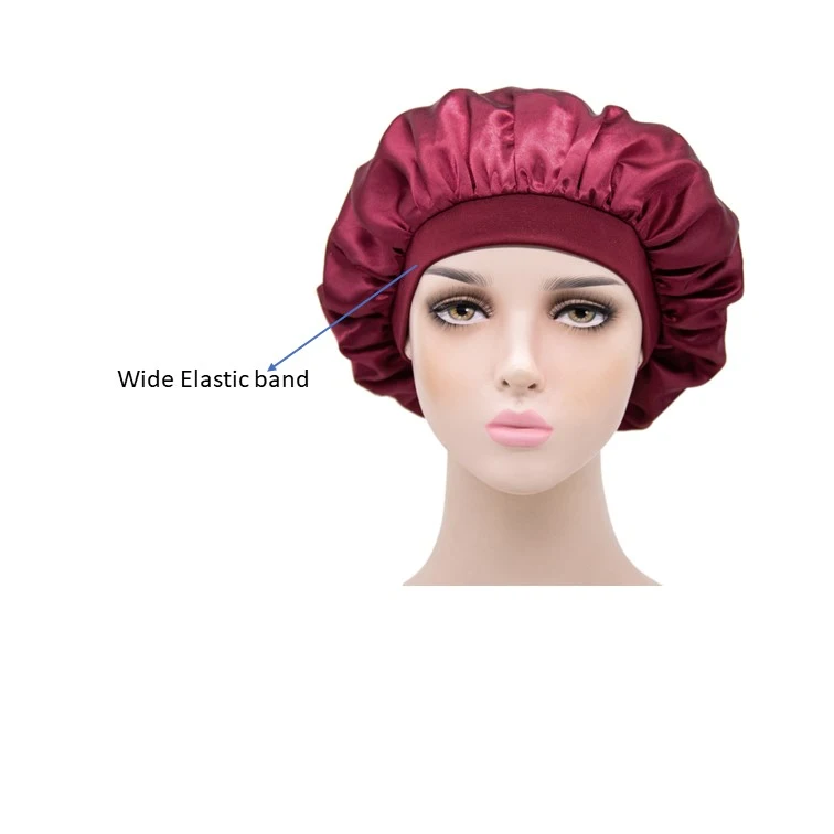 Black Color Sateen Bonnet for Thick Hair Care