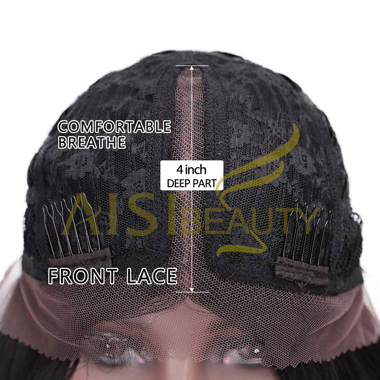 Aisi Beauty Wholesale Vendor 13x4 Long Wavy Natural Black Wig Afro Kinky Curly Synthetic Hair For Black Women Lace Front Wig
