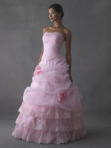 Classic Style Baby Pink Lace Beaded with Flower Prom Dresses, Ball Gowns (PD3025)