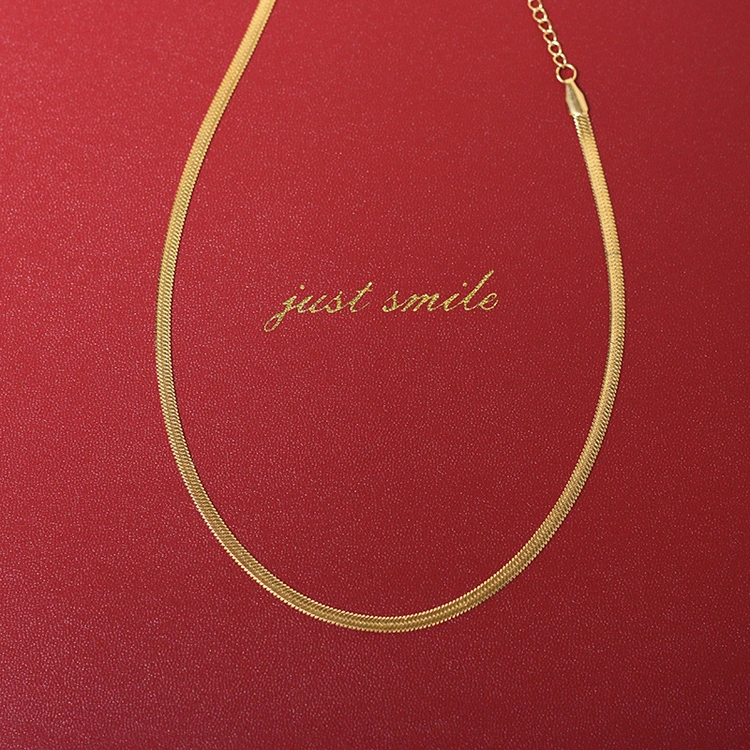 Hip Hop Wide Flat Snake Chain Necklace Soft Choker Flexible Flat Herringbone Chain Necklace Dainty Stainless Steel Jewellery
