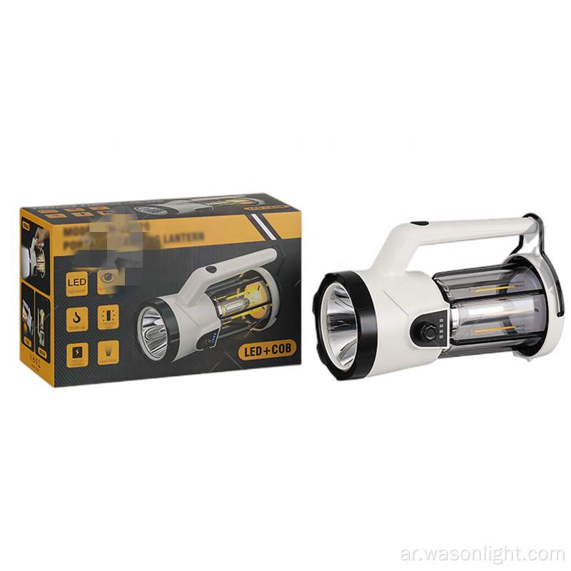 Wason New Romantic High Power Searchlight و LED LANTERN 2 في 1 Type-C قابلة لإعادة الشحن