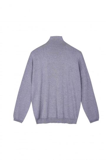 Women's Knitted Lurex Mock-Neck Pullover