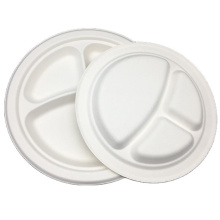 Biodegradable 3 Compartments Bagasse Sugarcane Plate