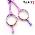 Pink Titanium Professional Pet Dog Grooming Curved Thinning Scissors