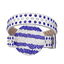 Big Planet Buckle Hip Hop Punk Style Crystal Studded Leather Belt