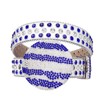 Big Planet Buckle Hip Hop Punk Style Crystal Studded Leather Belt