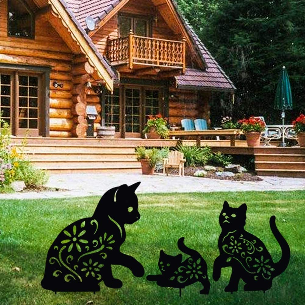 Entraîneurs de jardin décoratifs de chat en métal
