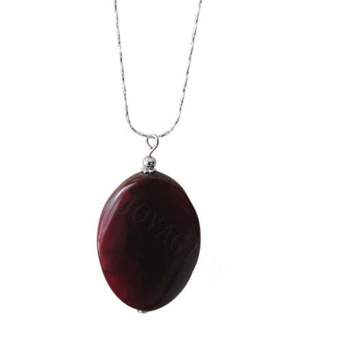 Natural Gemstone Agate Necklace with Silver Chain