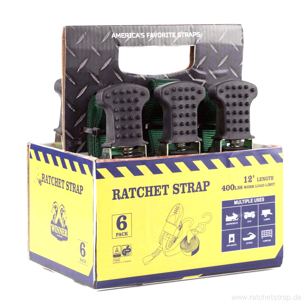 6 Pack 25MM Smart Ratchet Tie Down Strap