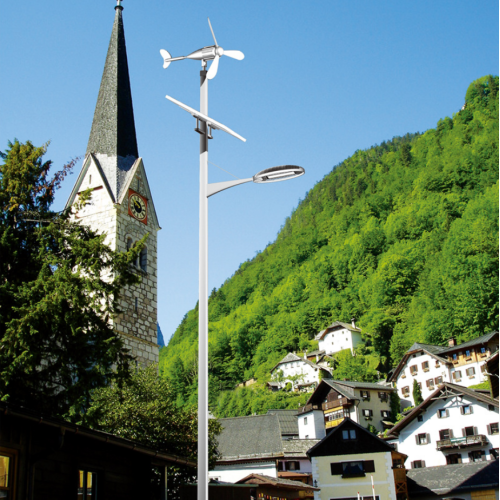 LED turbine hybrid street solar light with wind power