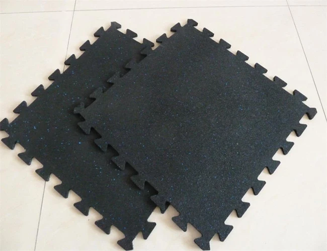 Black Color SBR Rubber Tile with Interlock, Size 500X500X15mm