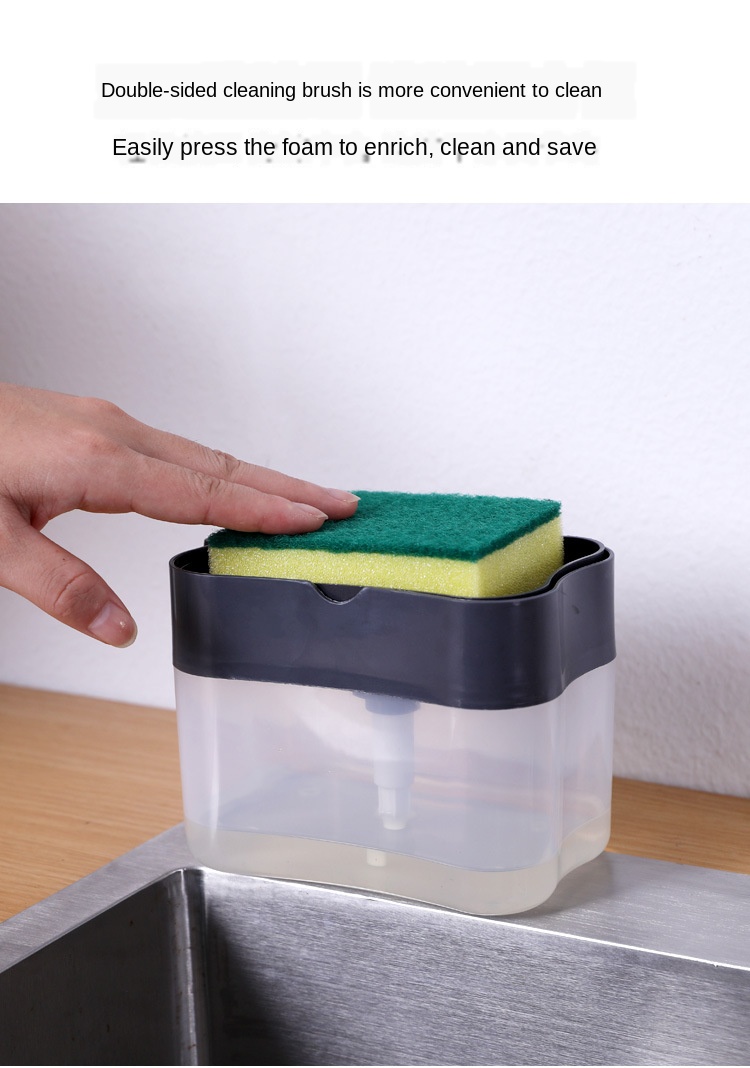 Creative Bathroom Kitchen Soap Dispenser Box Wash Sponge Holder Pump Sponge 2 in 1 Manual Press Liquid Soap Dispenser