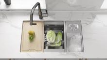 Modern Singl Bowl Kitchen Sinks with Glass Rinser