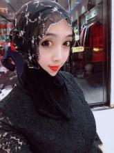 Black Head scarf with wave edge