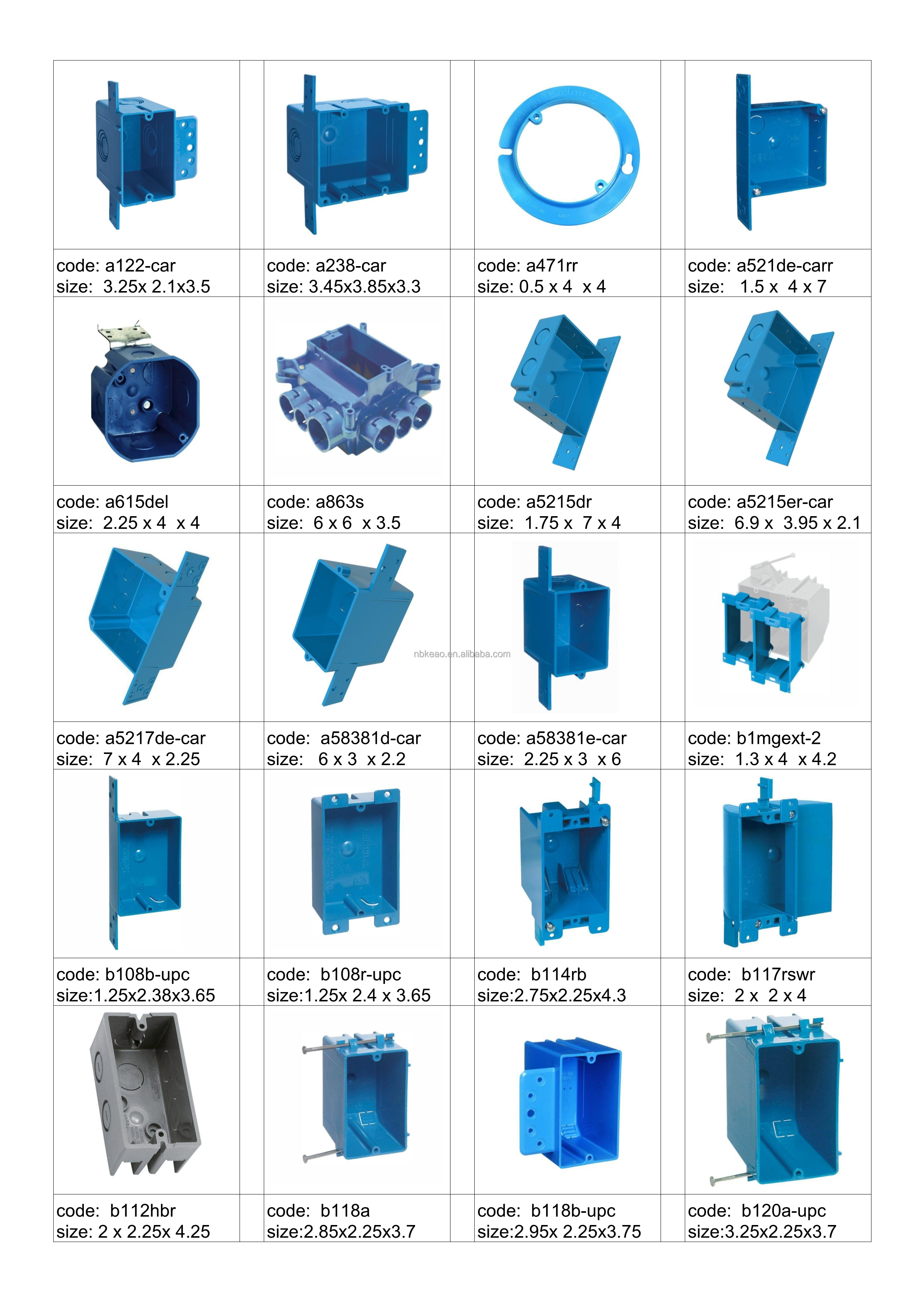 1-Gang 20 cu. in. Blue PVC Old Work Electrical Switch and Outlet Box B118A New Work single gang receptacle box surface mount