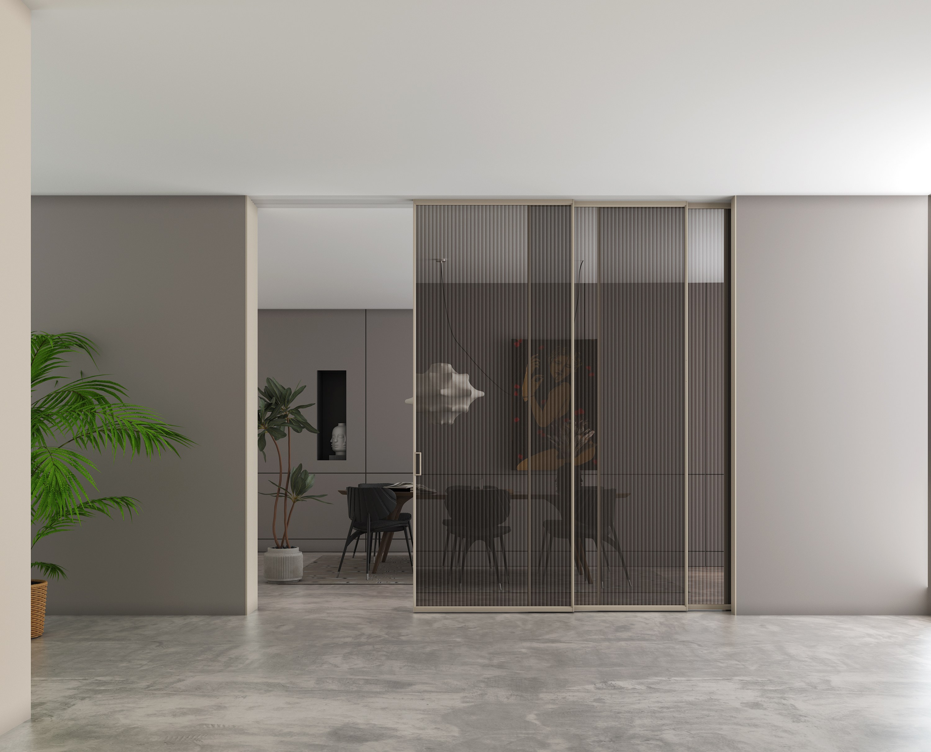 painel de porta deslizante de bolso desaparecendo na cavidade da parede