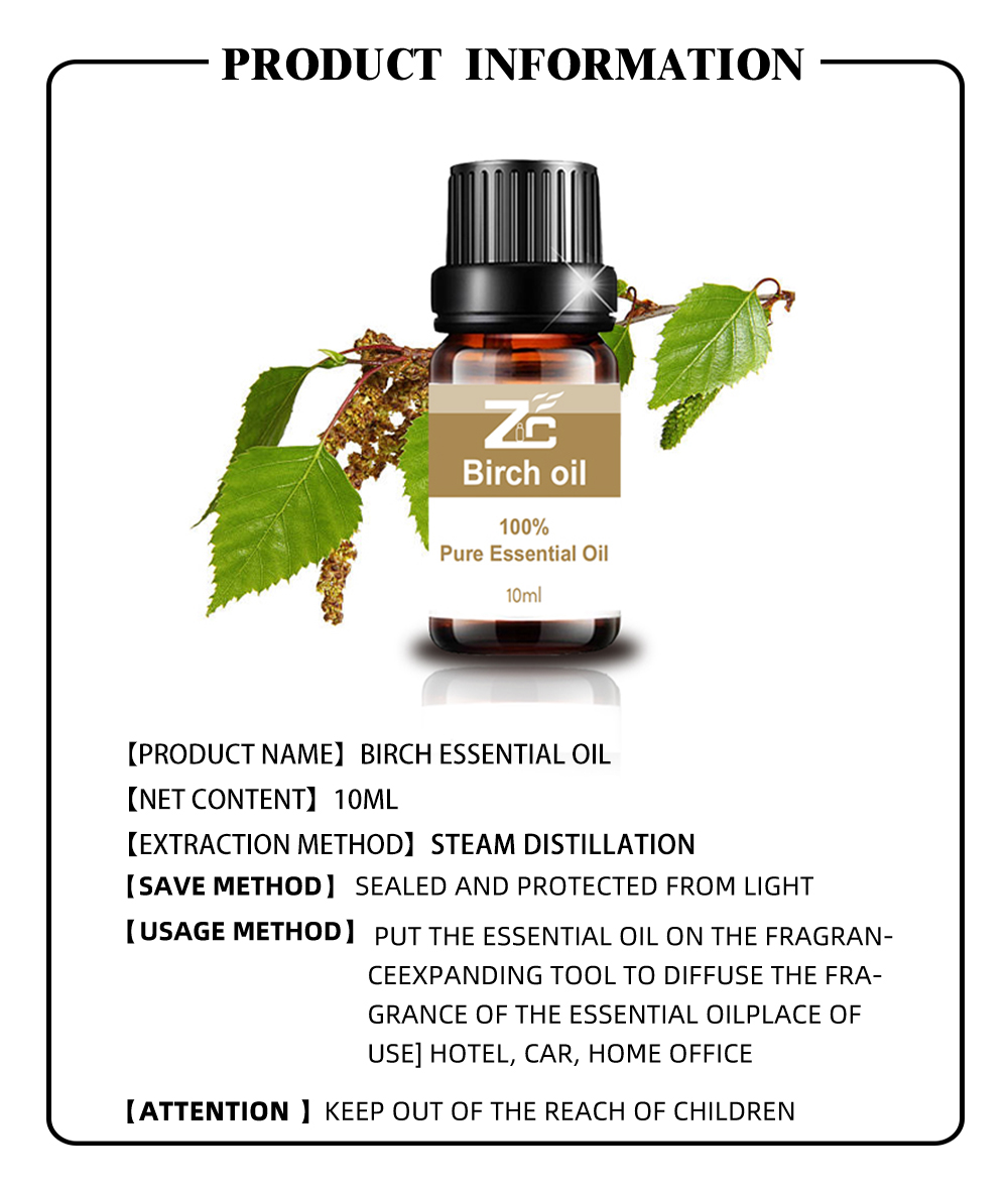 Najwyższej jakości olejek eteryczny z czystego brzozy do masażu aromatu