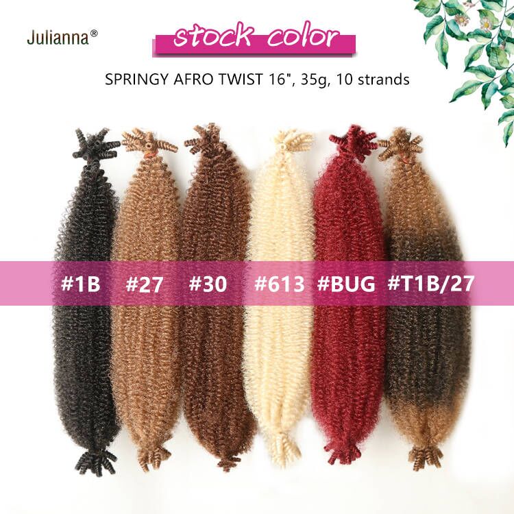 Julianna 16 24 28 Inch Expression Pre-Fluffed Poppin Twist Springy Afro Twist Crochet Braiding Hair Afro Spring Twist