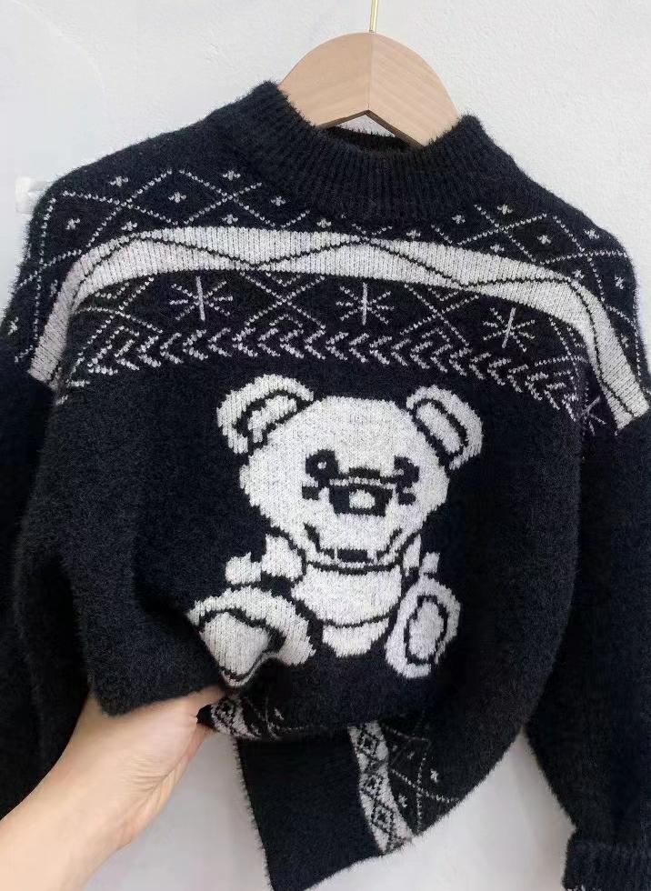 Sweater de desenho animado de pescoço redondo de algodão 100%