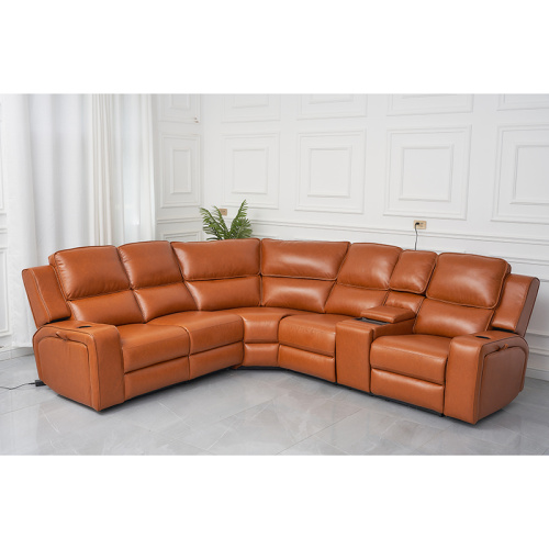 Living Room Leather Electric Corner Recliner Sofa Set