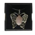 Vintage Pierres Précieuses En Alliage D&#39;argent Papillon Pendentif Collier pour Femmes Pierres Précieuses Quartz Guérison Cristal Filles Rencontres Bijoux