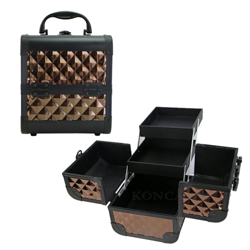 New Sparkle Coffee-Color Aluminum Makeup Case with kaylocks