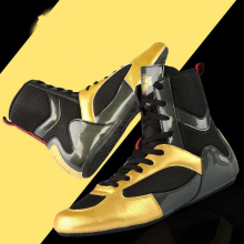 2020 Professional Boxing Shoes Higt Ankle Men Gold Wrestling Shoes Men Breathable Boxing Boots Anti Slip Wrestling Sneakers