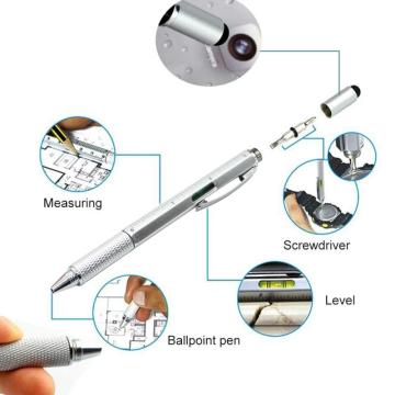 8 color Multifunction Tool Ballpoint Pen Screwdriver Ruler Spirit Level Creative Stationery Gift Touch Screen Stylus Design