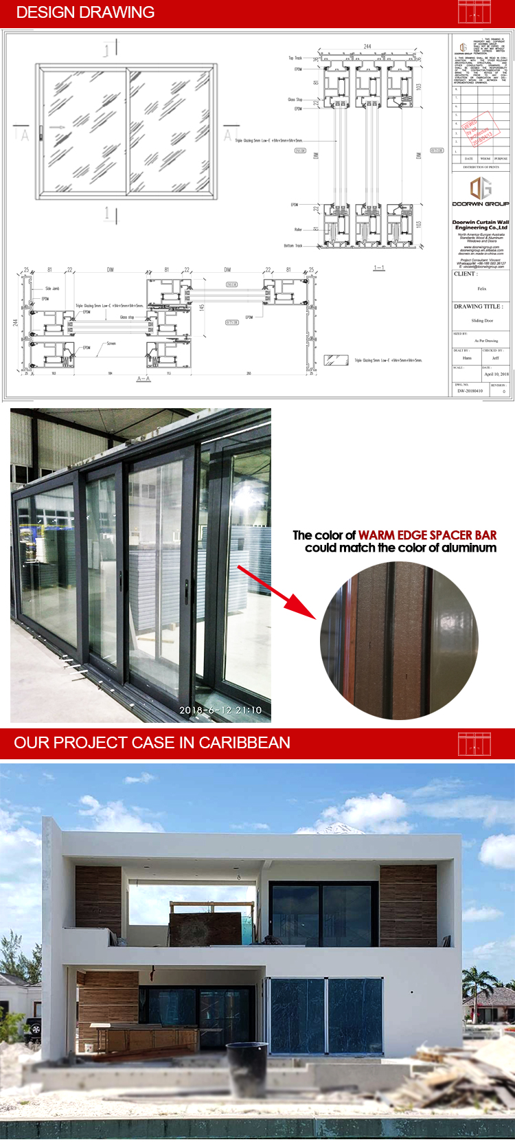 Factory Supply Windproof Waterproof New Construction Aluminium Double Glass Sliding Door Exterior Walls Designs Doors For Sale