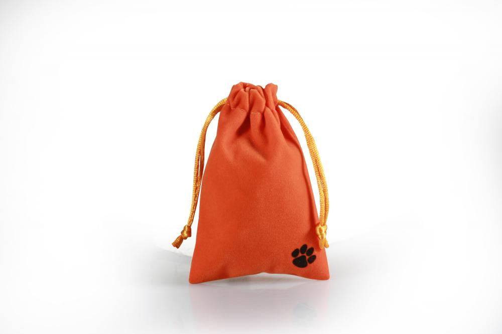 Customized Orange Velvet bag with black logo 