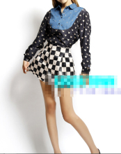 Women's cat printed denim shirt