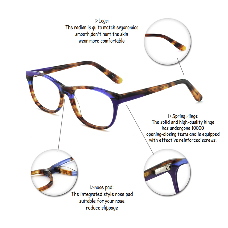 high quality patchwork optical frame women laminated eye glasses