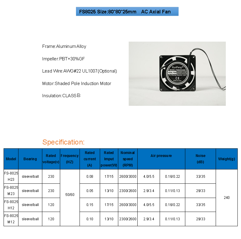 8025 AC fan 8025 AC fan