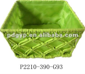 Square handmade paper woven storage basket
