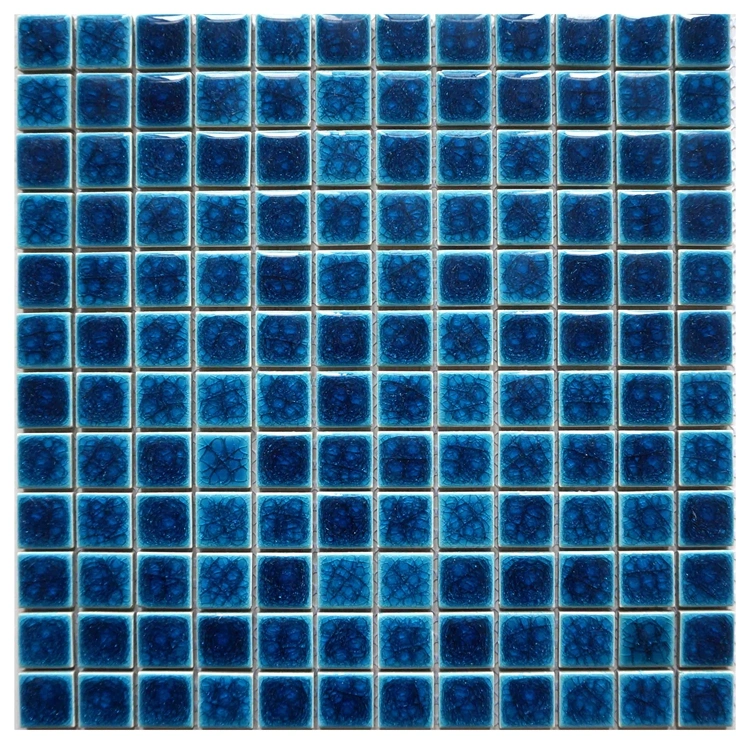 Blue Swimming Pool Porcelain Glass Ice Crackle Glazed Mosaic