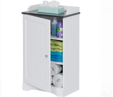 Contemporary White Corner Bathroom  Floor Storage Cabinet