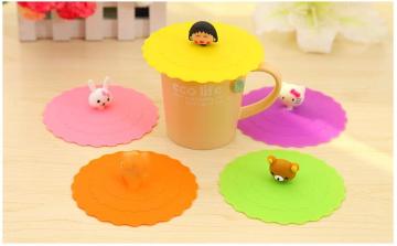 Diameter 10.4cm Silicone Cartoon Ceramic Silicone Mug Lids