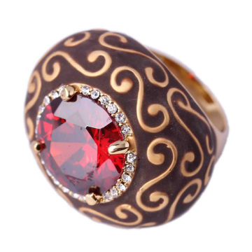 2012 Fashion Vintage Gold Ruby Finger Engagement Ring Fake Diamond Ring