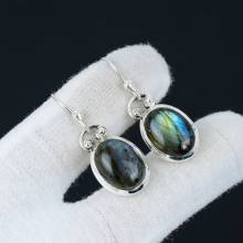 Blue Labradorite Gemstone Earrings 925 Silver Earrings