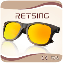 Handcraft Ebony Wood Framed Sunglasses with Yellow Mirrored Polarised Lenses