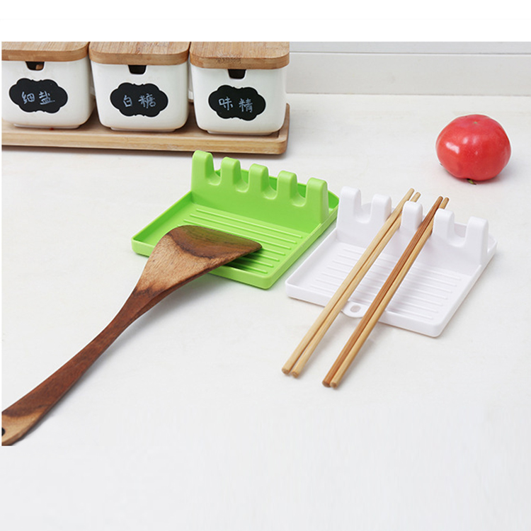 4 Slots Kitchen Spoon Rest, Plastic Utensil Rest For Stove Top, Ladle & Lid Holder Cooking Utensil Holder for Countertop