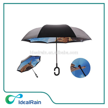 Eiffel Tower great print inside reverse opening backwards umbrella